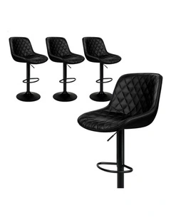 4x Bar Stools Gas Lift Leather Bar Chairs Kitchen Swivel Xena ALL BLACK