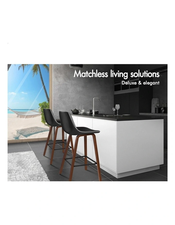 Bar Stools Embellished Stitching Black Noah X4 image 2