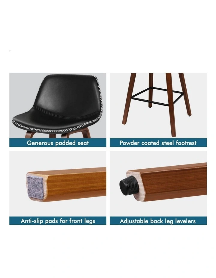 Bar Stools Embellished Stitching Black Noah X4 image 6