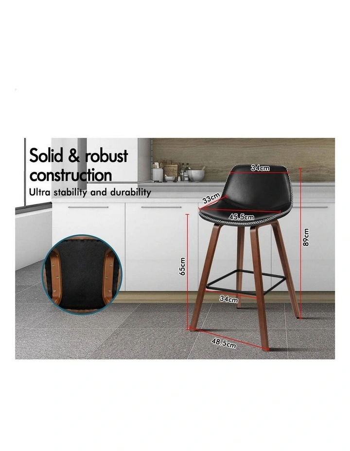 Bar Stools Embellished Stitching Black Noah X4 image 7