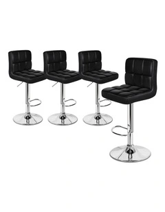 Leather Kitchen Bar Stools x4 in Black