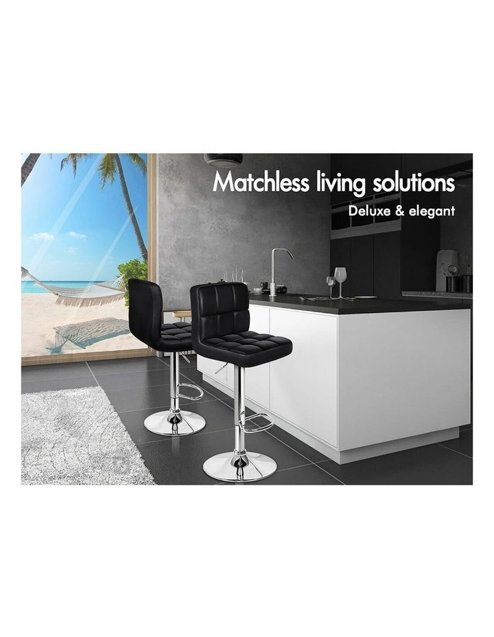 Leather Kitchen Bar Stools x4 in Black image 2