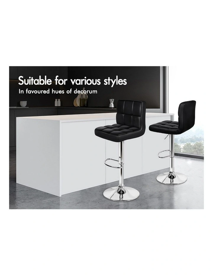 Leather Kitchen Bar Stools x4 in Black image 4