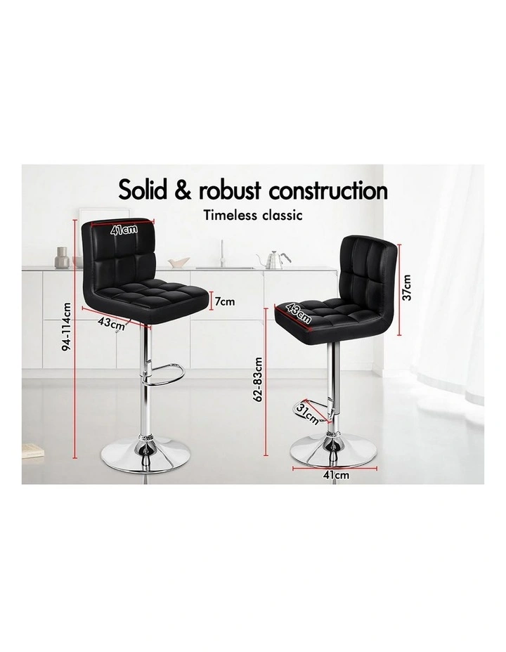 Leather Kitchen Bar Stools x4 in Black image 7