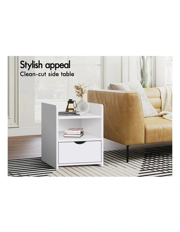 2x Bedside Table Shelf White image 6