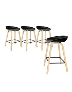 Bar Stools Wooden Chairs Black X4