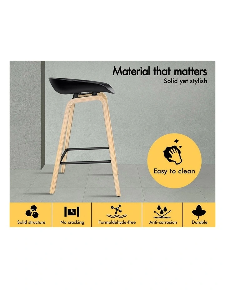 Bar Stools Wooden Chairs Black X4 image 4