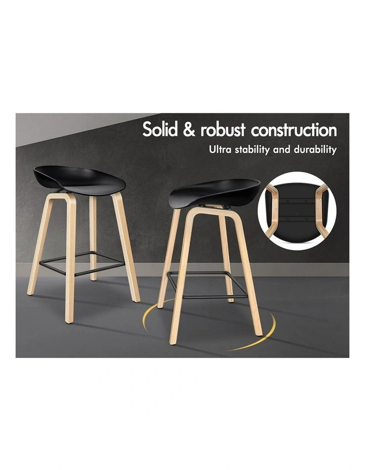 Bar Stools Wooden Chairs Black X4 image 6