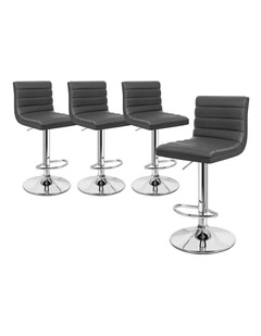 Bar Stools Kitchen Swivel Grey Ruel x4
