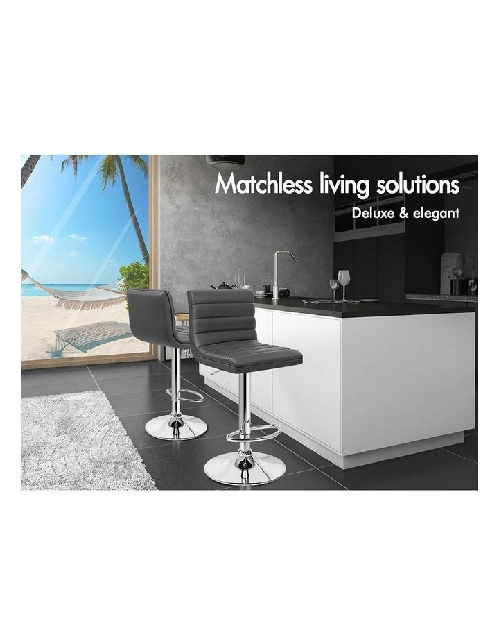 Bar Stools Kitchen Swivel Grey Ruel x4 image 3