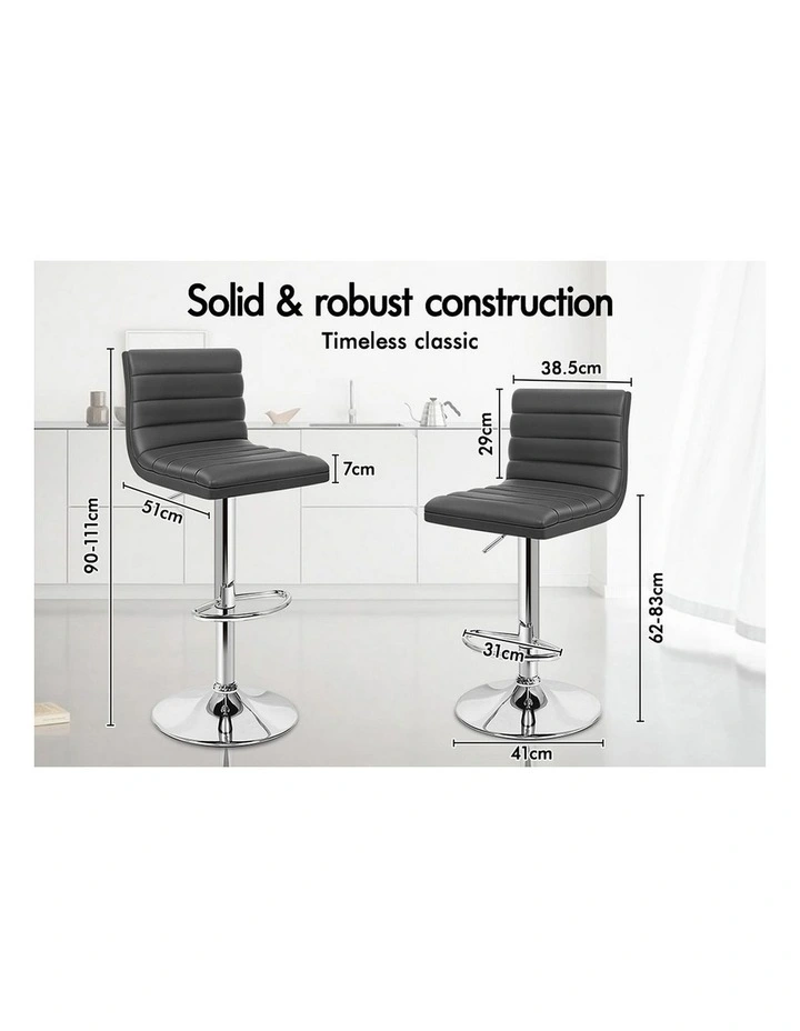 Bar Stools Kitchen Swivel Grey Ruel x4 image 6