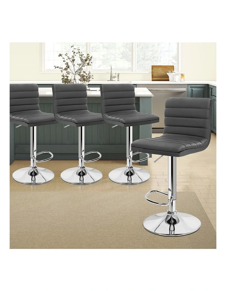 Bar Stools Kitchen Swivel Grey Ruel x4 image 7