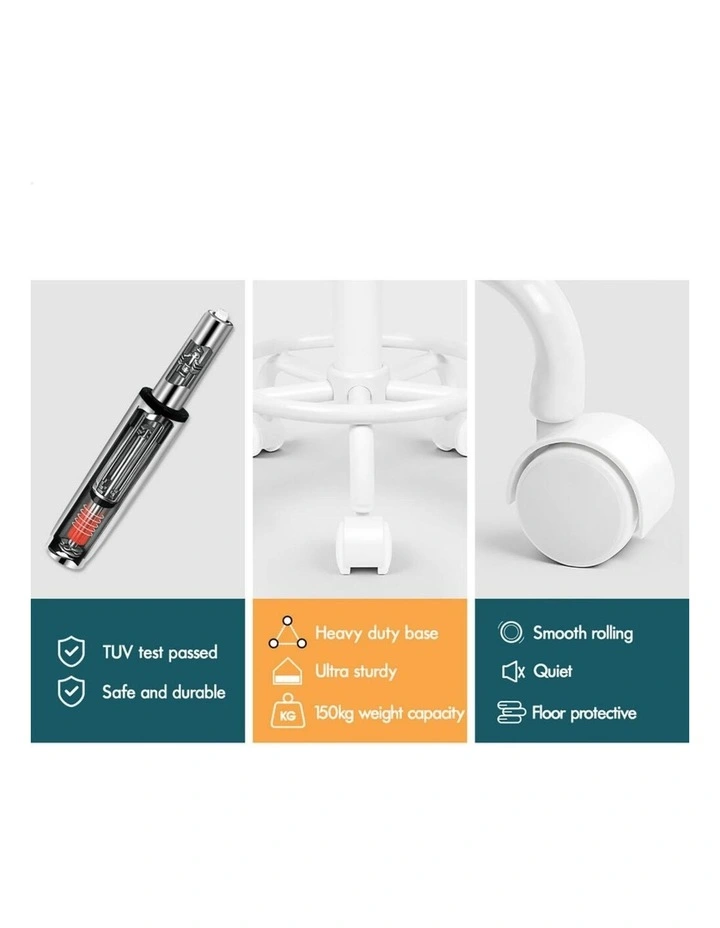 2x Salon Stool Round Swivel Barber Hair Dress Chair Gas Lift All White image 2