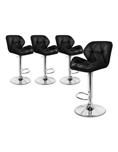 Bar Stools Rhombus Motif Stools Black Willa x4