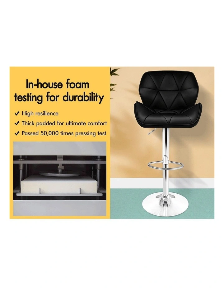Bar Stools Rhombus Motif Stools Black Willa x4 image 2