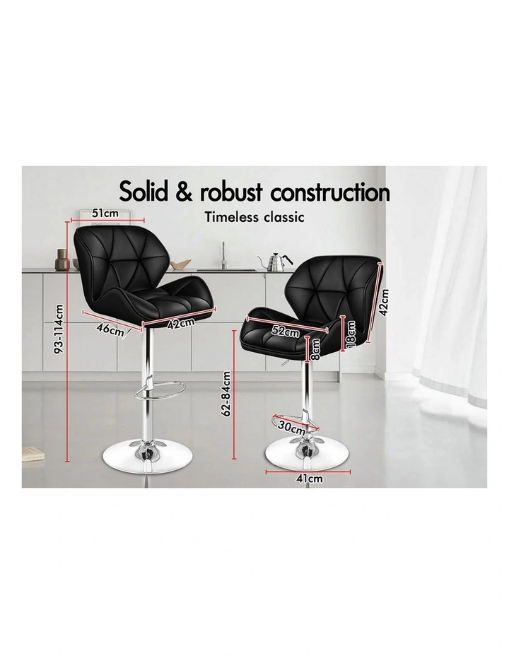 Bar Stools Rhombus Motif Stools Black Willa x4 image 7