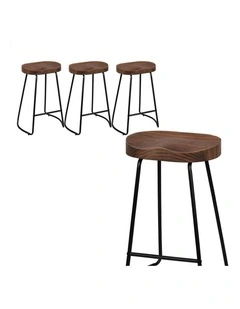 4x Bar Stools 65cm Tractor Kitchen Wooden Vintage Chair Dark
