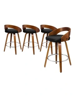 Bar Stools Curving Backrest Black Caden x4