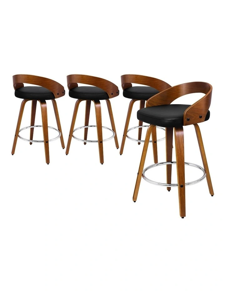 Bar Stools Curving Backrest Black Caden x4 image 1