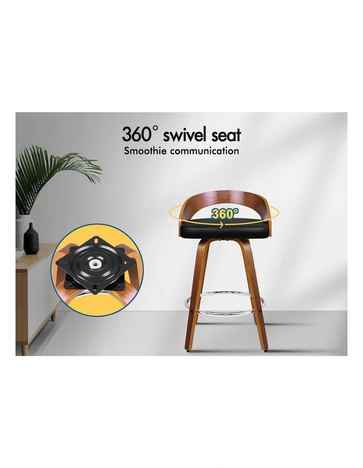 Bar Stools Curving Backrest Black Caden x4 image 3