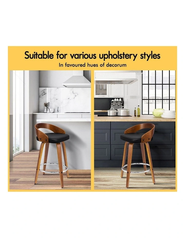 Bar Stools Curving Backrest Black Caden x4 image 4