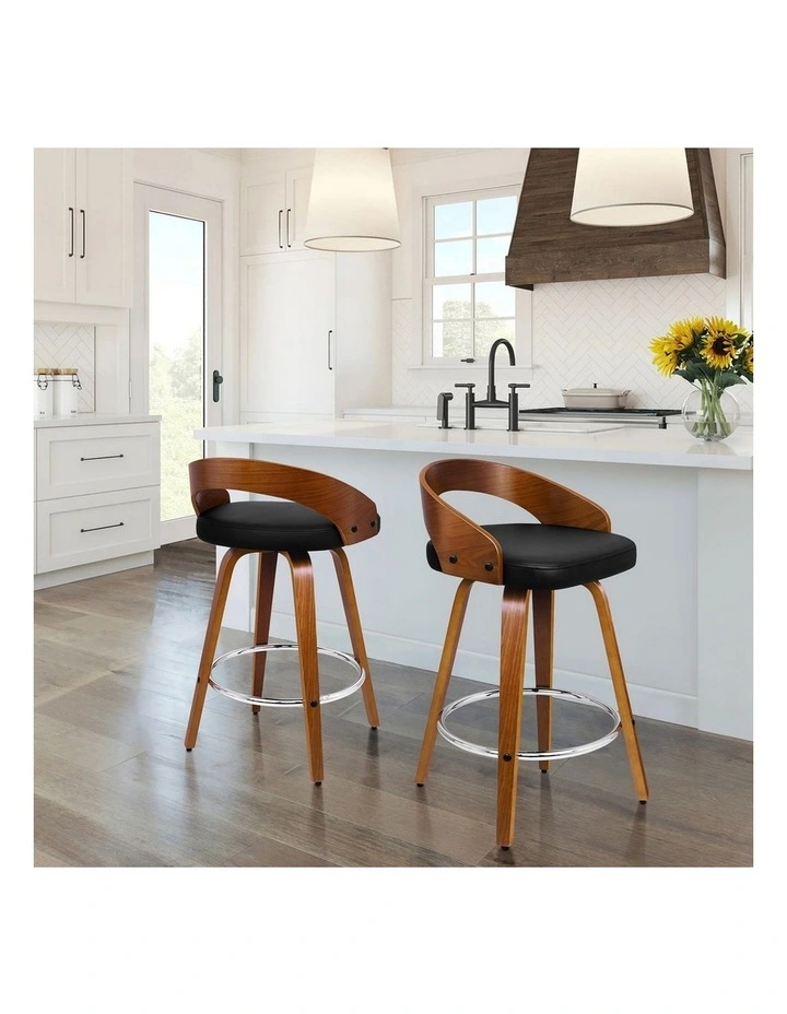 Bar Stools Curving Backrest Black Caden x4 image 5