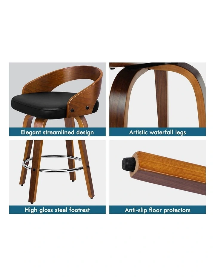 Bar Stools Curving Backrest Black Caden x4 image 6