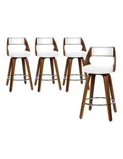 Bar Stools  Swivel Leather Dining Chair x4 in White