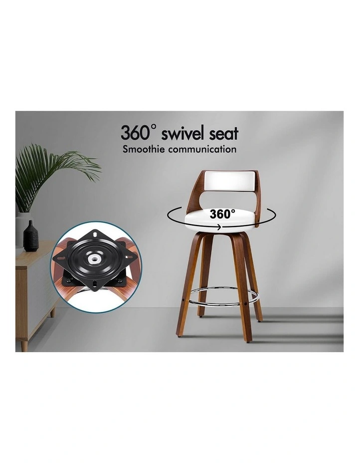 Bar Stools  Swivel Leather Dining Chair x4 in White image 2