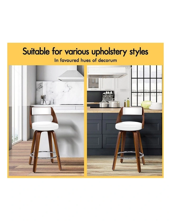 Bar Stools  Swivel Leather Dining Chair x4 in White image 4