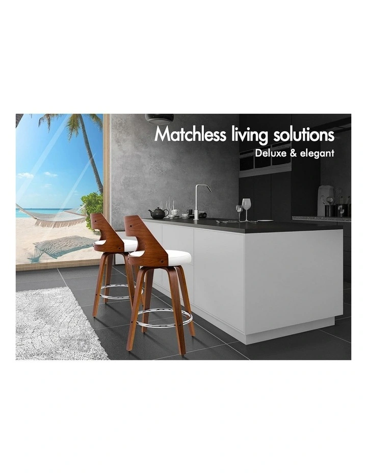 Bar Stools  Swivel Leather Dining Chair x4 in White image 6