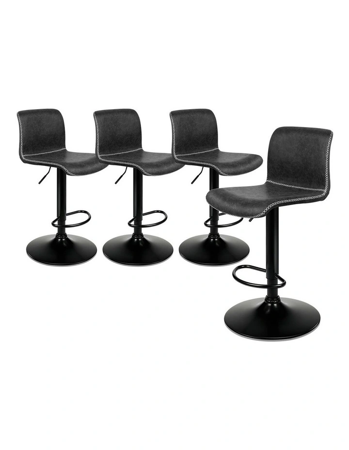 Bar Stools Vintage Leather Grey Remy x4 image 1