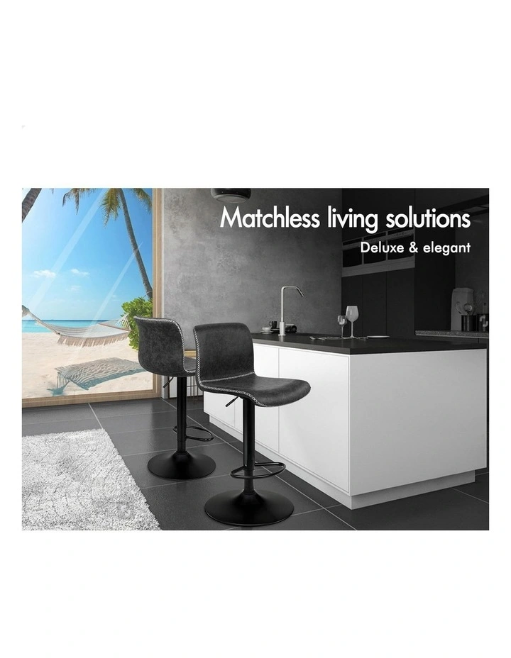 Bar Stools Vintage Leather Grey Remy x4 image 4