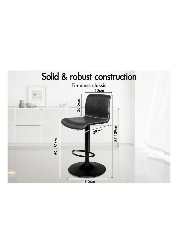Bar Stools Vintage Leather Grey Remy x4 image 7
