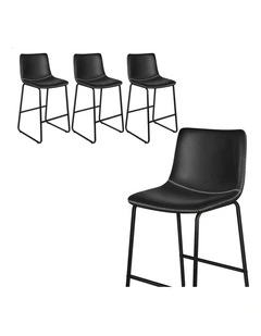 4x Bar Stools 66cm Kitchen Counter Metal Vintage Dining Chairs Black