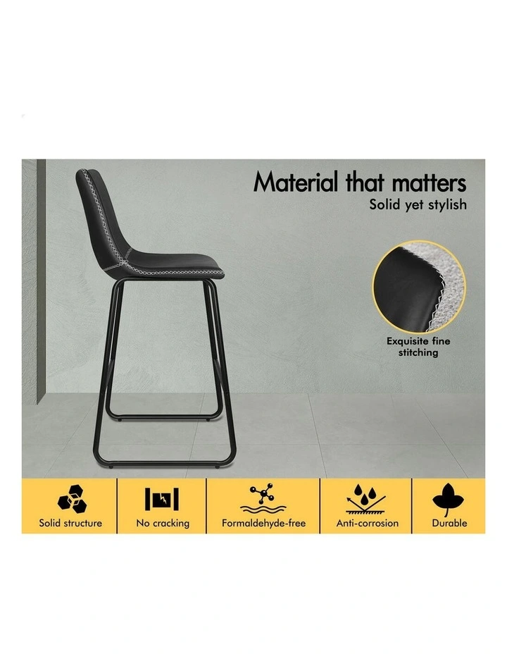 4x Bar Stools 66cm Kitchen Counter Metal Vintage Dining Chairs Black image 7