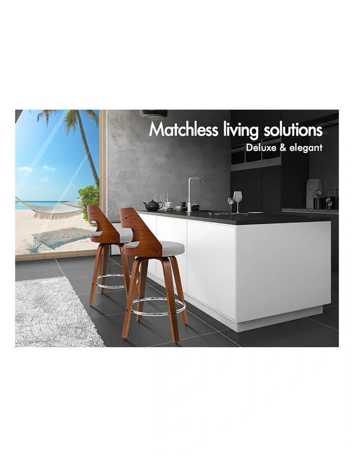 x4 Bar Stools  Swivel Fabric Dining Chair in Grey image 4