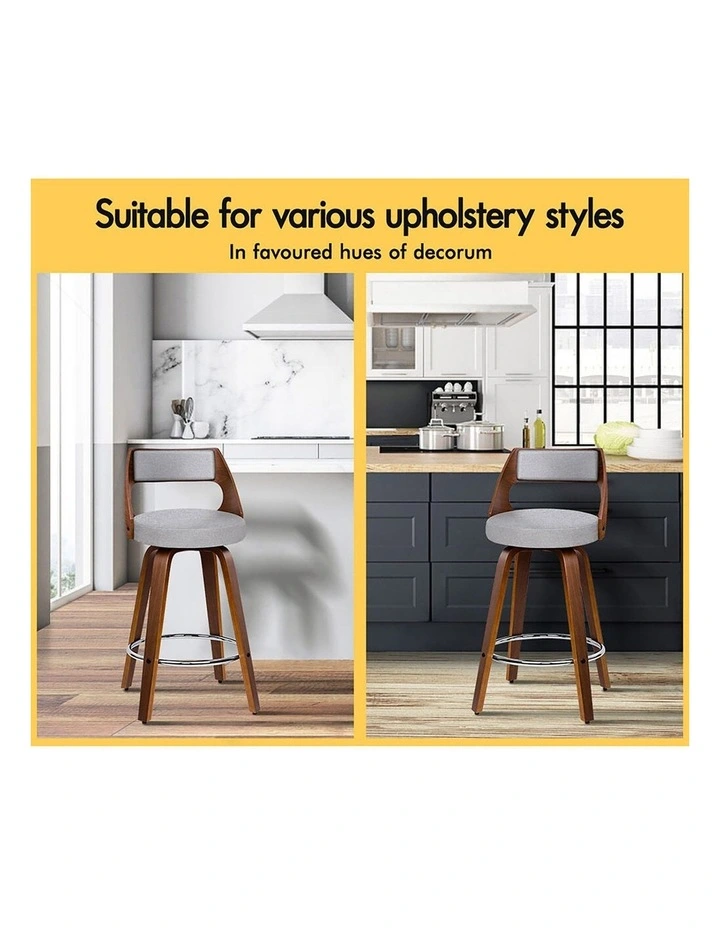 x4 Bar Stools  Swivel Fabric Dining Chair in Grey image 5