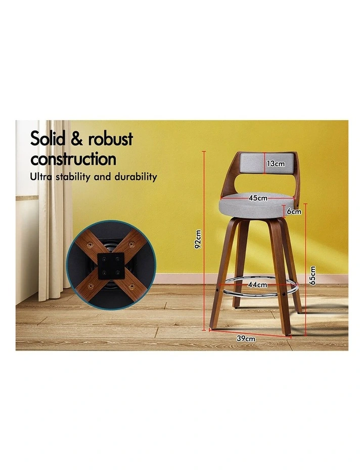 x4 Bar Stools  Swivel Fabric Dining Chair in Grey image 7