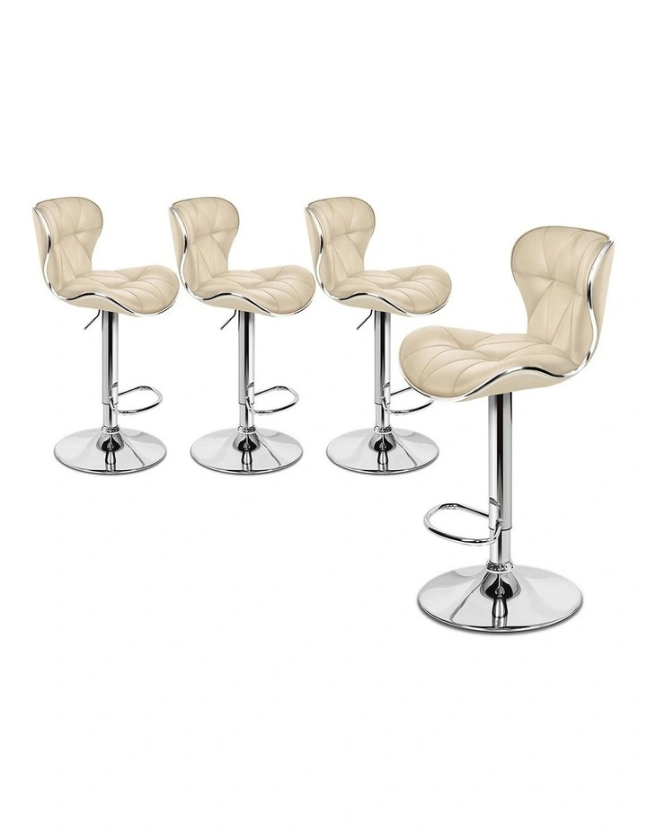 Bar Stools Triangle Motif Beige Luna x4 image 1