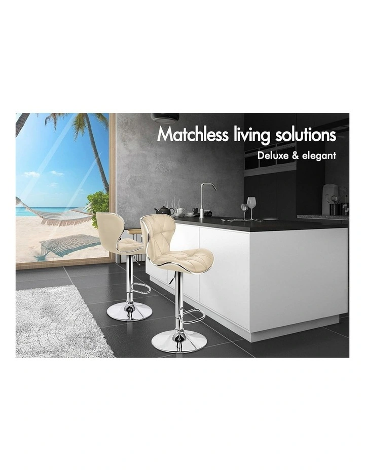 Bar Stools Triangle Motif Beige Luna x4 image 2