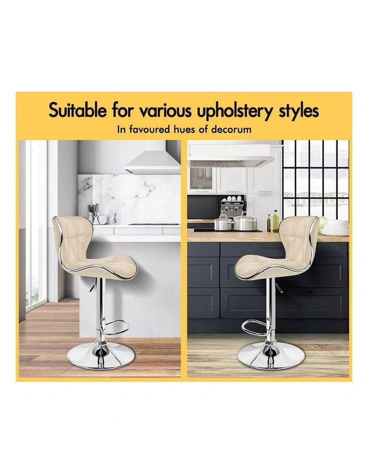 Bar Stools Triangle Motif Beige Luna x4 image 3