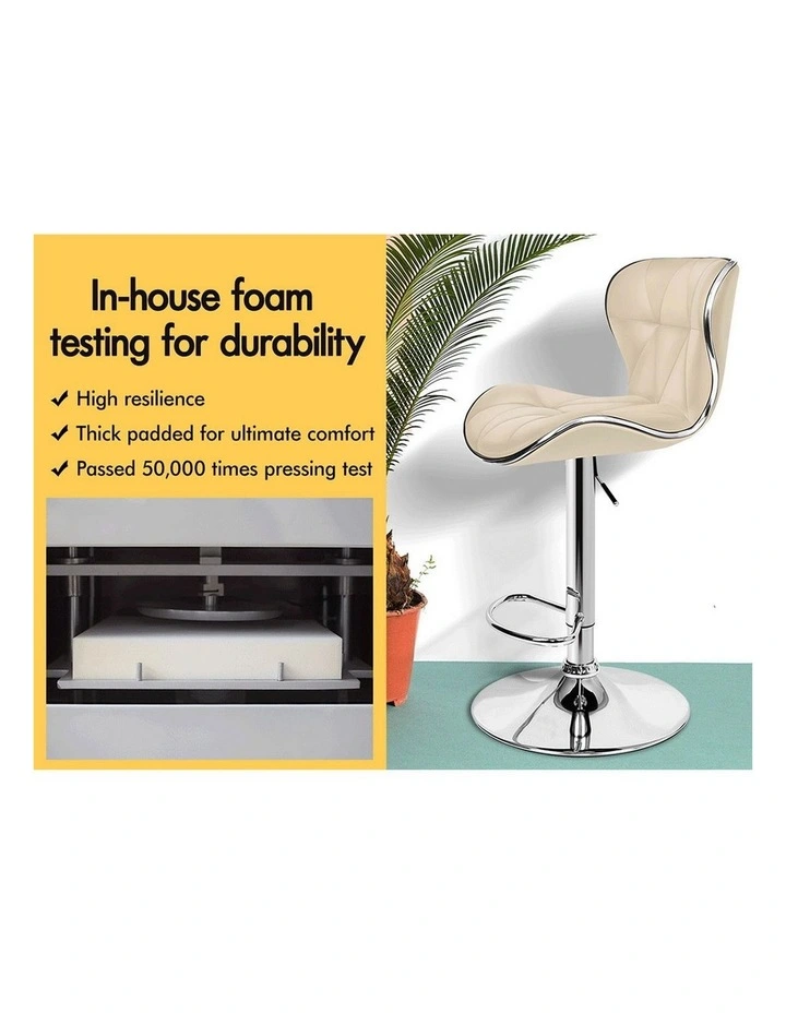 Bar Stools Triangle Motif Beige Luna x4 image 5