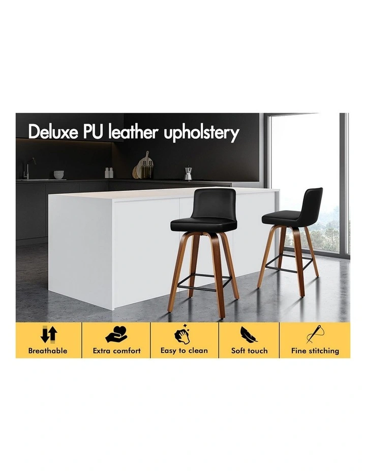 Set of 4 Bailey Mid-back Bar Stools (Black) image 2