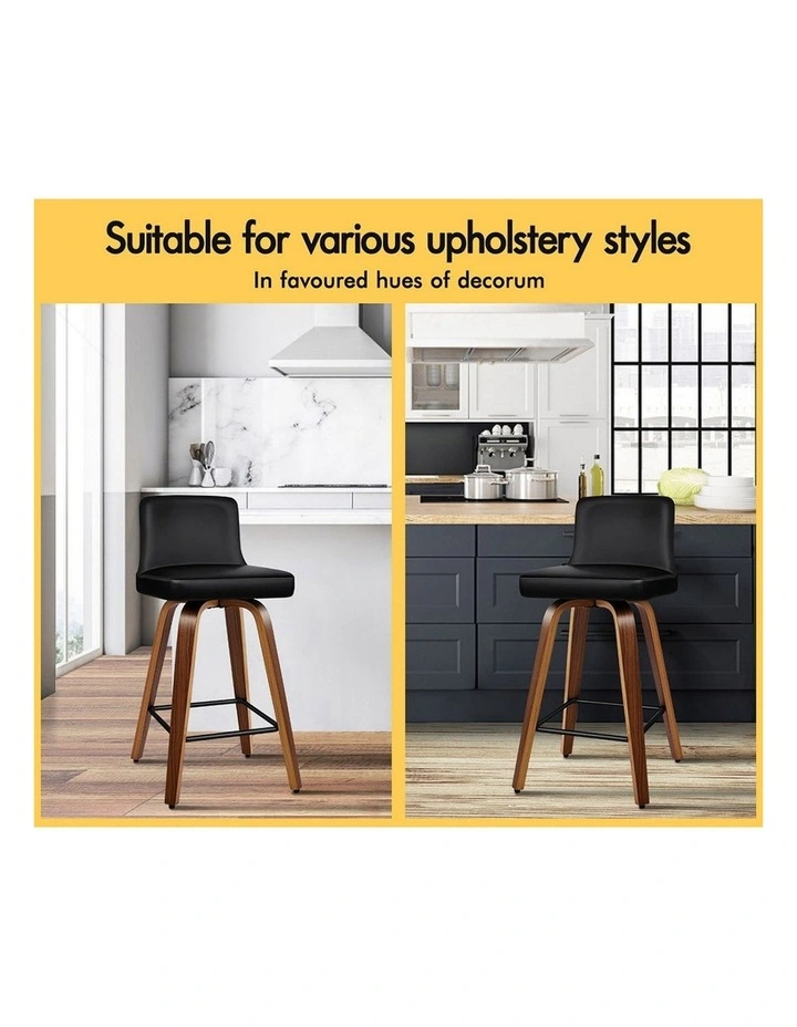 Set of 4 Bailey Mid-back Bar Stools (Black) image 3