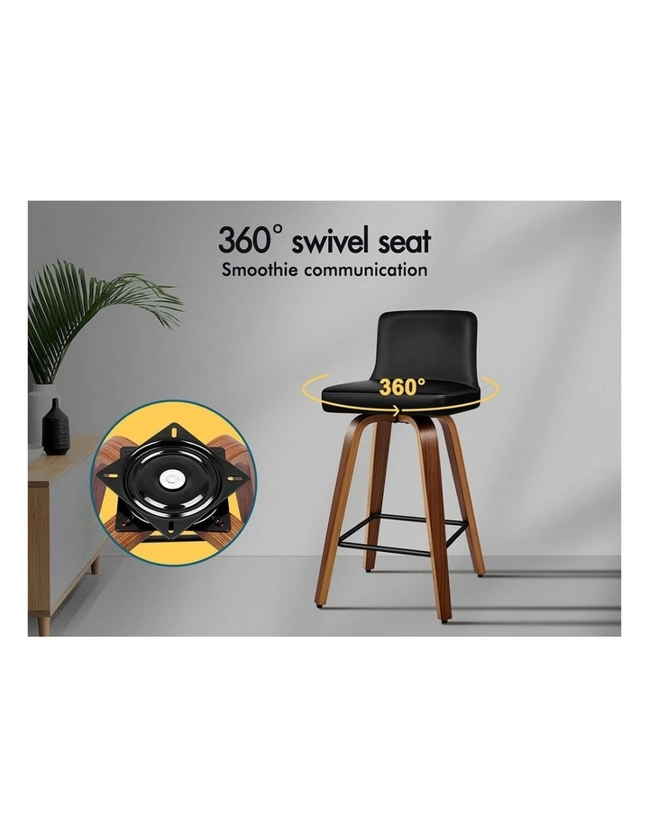 Set of 4 Bailey Mid-back Bar Stools (Black) image 4
