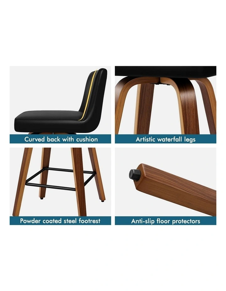 Set of 4 Bailey Mid-back Bar Stools (Black) image 5