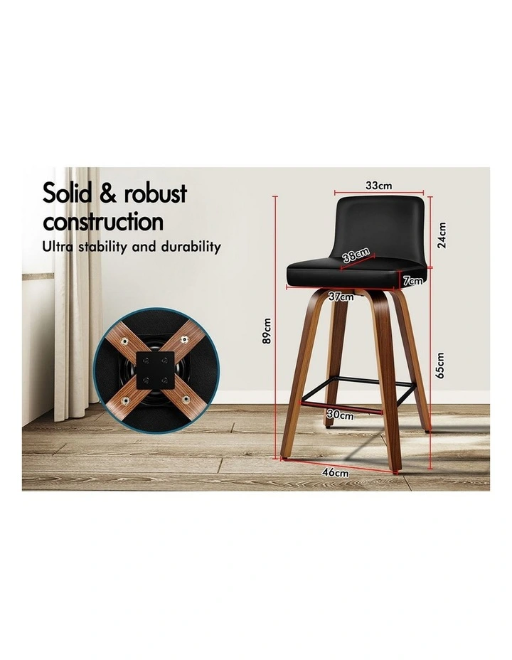 Set of 4 Bailey Mid-back Bar Stools (Black) image 6