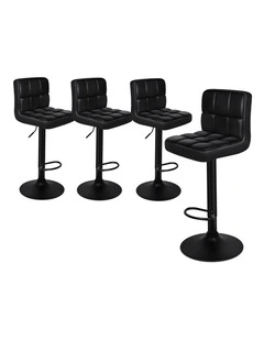 Bar Stools L Shape Leather All Black Ralph x4