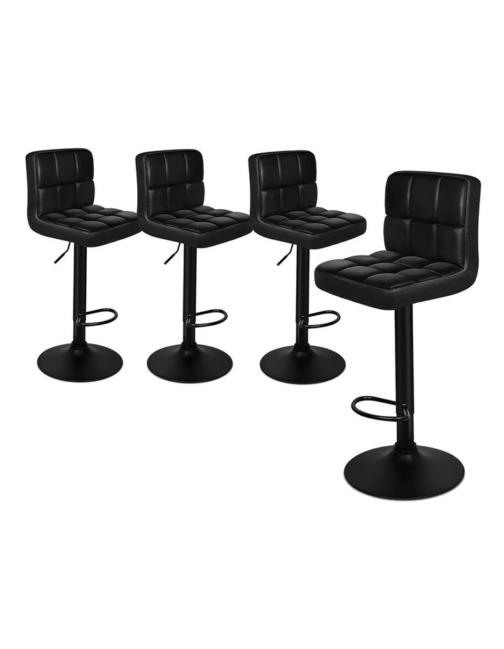 Bar Stools L Shape Leather All Black Ralph x4 image 1